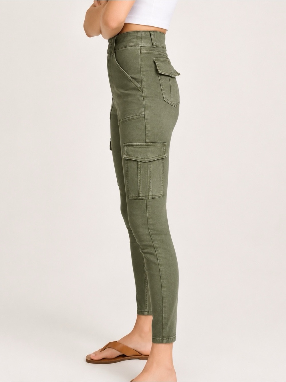 NWT Spanx Olive Green High-Rise Skinny Utility Cargo Pants Petite SP
